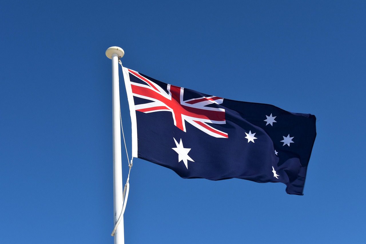 australia, flag, sky, pole, flagpole, symbol, country, nature, patriotism, wind, patriot, freedom, national, nation